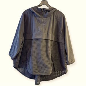 Without Walls Black Oversized Perforated Windbreaker Hoodie Jacket Size XS/S